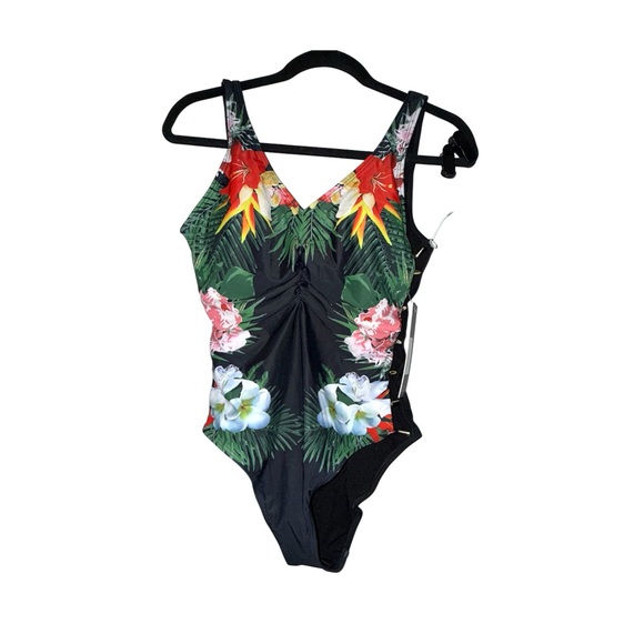 Nicole Miller Other - Nicole Miller NWT Tropical One-Piece Swimsuit, open sides with gold hardware